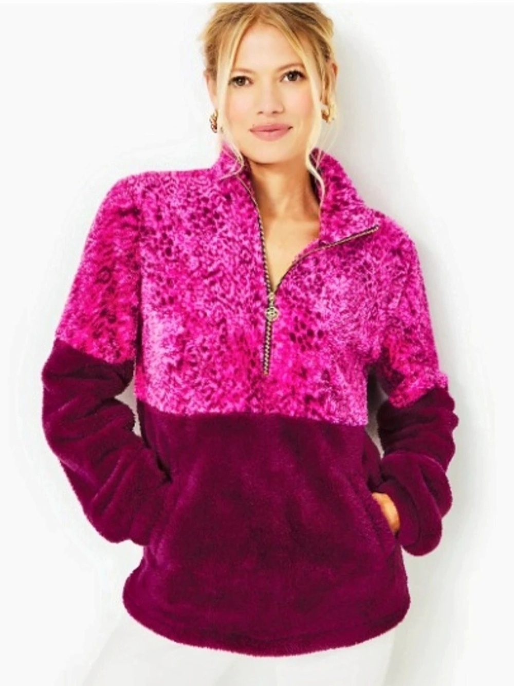 NWT Lilly Pulitzer Keala Sherpa Popover Size Medium Amarena Cherry Pattern Play